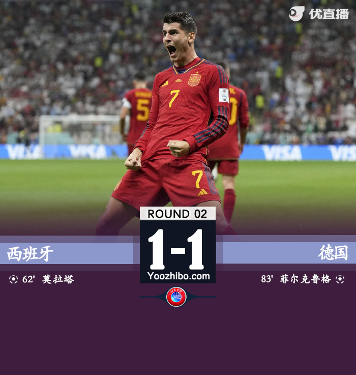 西班牙1-1德国 莫拉塔替补建功菲尔克鲁格破门救主